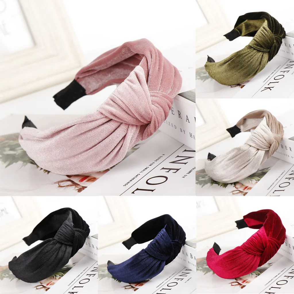 

Haimeikang Solid Colors Hair Knotted Hair Band for Women Headbands with Bow Hairbands Headwear 2019 New Arrival Bow