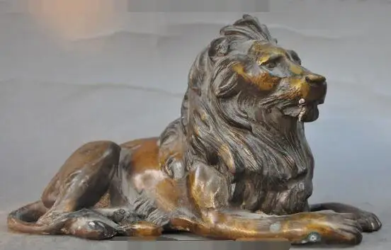 

S00021 8" old chinese Dynasty palace fengshui bronze Ferocity animal lion lucky statue B0403