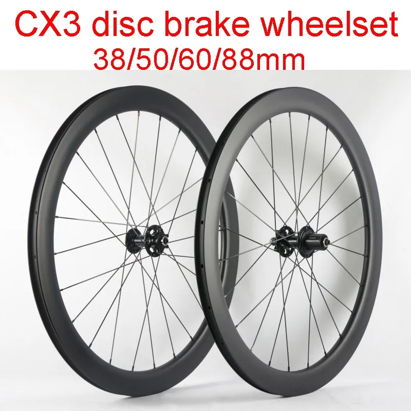 Disc brake 24mm Clincher carbon cyclocross bicycle wheels 20.5//23//25mm width
