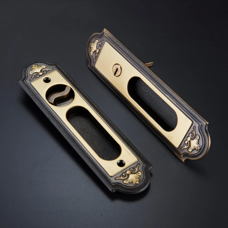  1Set European Bronze/Europe Gold Pure Brass Sliding Door Locks for Bathroom/Kitchen/Balcony Push /  - 33047613522