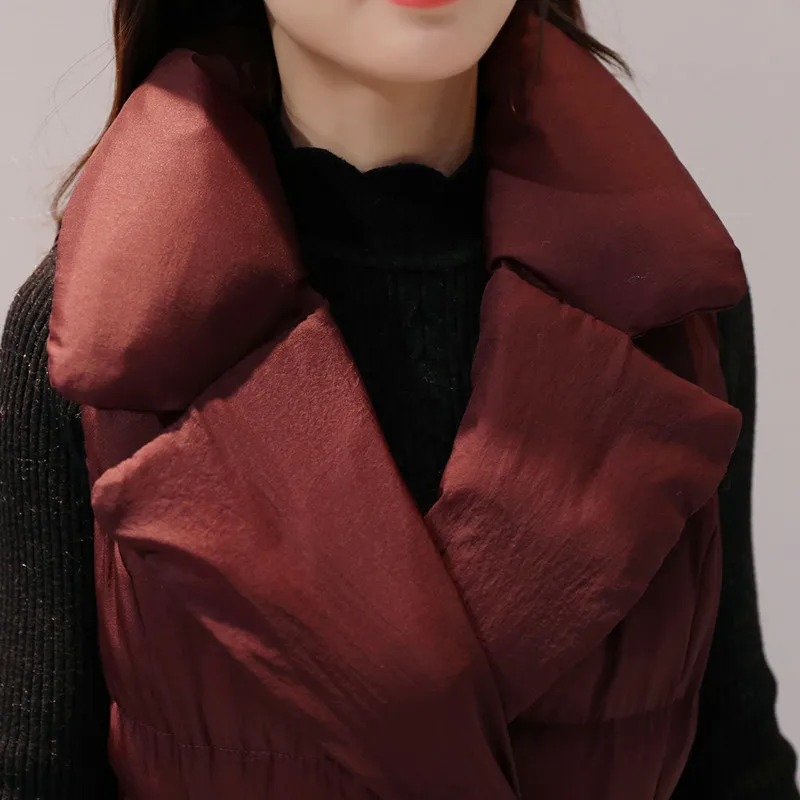 Long Down Cotton Vest Coat Women Veste Femme Sleeveless Winter Jacket Women Waistcoat A-Line Elegant Warm Parka Vest Women C4744