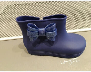 Импортные товары; новые детские ботинки с бантом; 7 с желе; Аутентичные сравнимые ботинки для девочек - Цвет: Синий