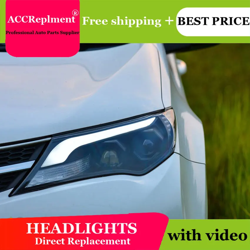car styling For RAV4 headlights U angel eyes 2013-2015 LED light bar Q5 bi xenon lens h7 projector Bulb | Автомобили и мотоциклы