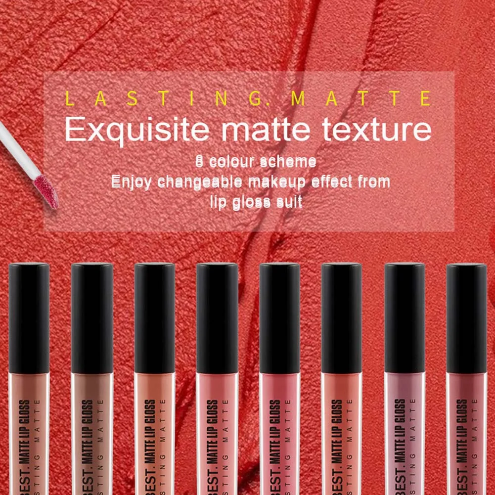 

8Pcs/Set QiBest Long Lasting Matte Lipgloss Women Lip Tint Makeup Tools QRD88