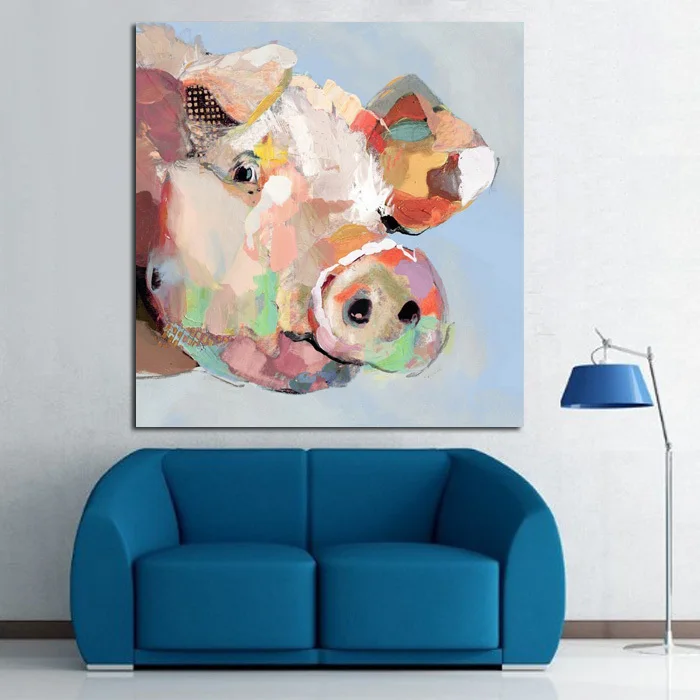 Handpainted Abstract Animals Oil Painting On Canvas Wall Pictures Handpainted Abstract Animals Oil Painting On Canvas Wall Pictures Modern Art For Living Room Decor Lovely Pig Pictutres In Calligraphy