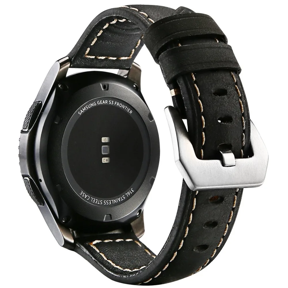 

Genuine Leather Strap for Samsung Galaxy Watch Soft Replacement Wristband Bracelet with Stainless Steel Buckle Clasp for gear s3