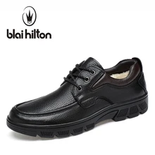 Blaibilton Luxury Formal Men Shoes Casual Winter Warm Velvet Oxford Genuine Leather Classic Male Elegant Office Business Dress