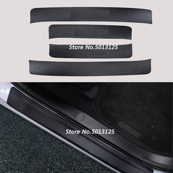 

Car Door Sill Carbon Fiber PU Leather Sticker Scuff Plate Guards Welcome Pedal For Toyota RAV4 RAV-4 2019 2020 Accessories