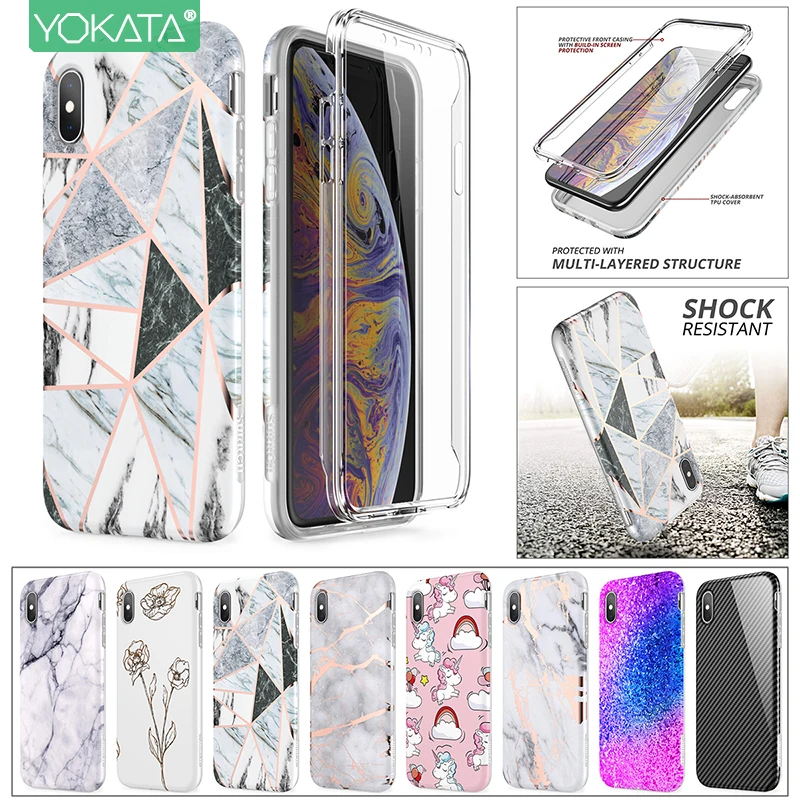 Мраморный чехол для iPhone 11 Pro X XS Max XR противоударный бампер мягкий ТПУ Защита