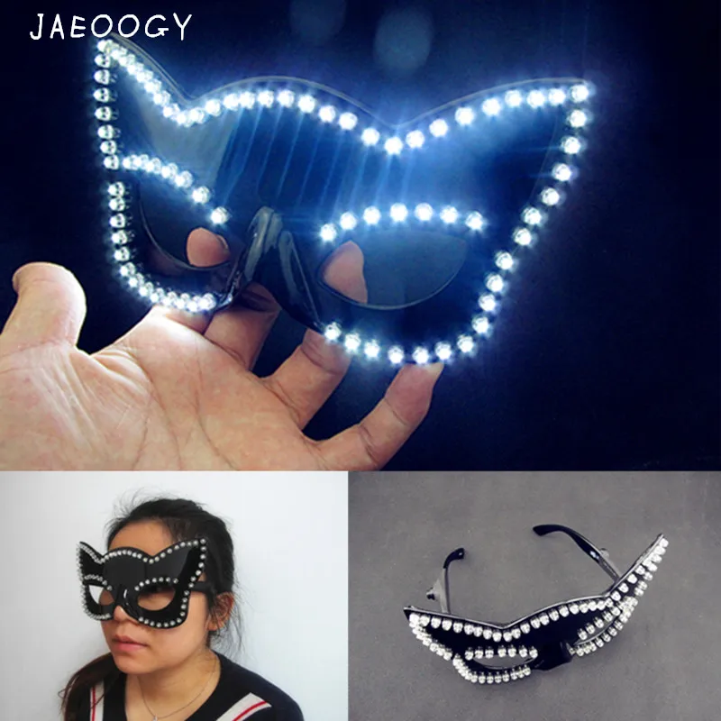 

Free Shipping New catwoman glasses DJ glasses LED light glasses cool glasses Singe dance props For Nightclub Performers