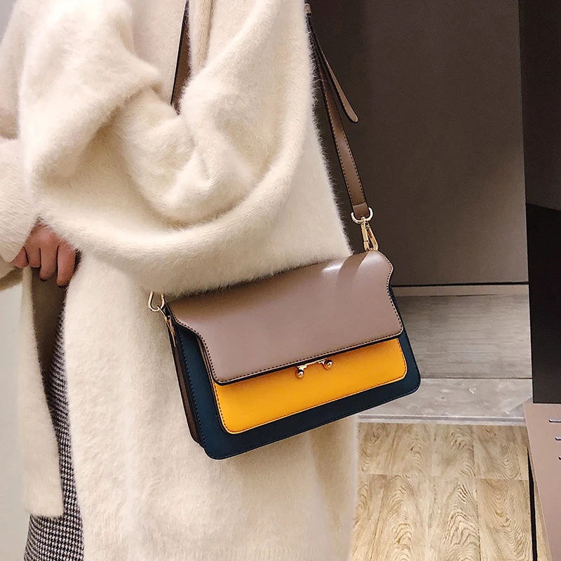 

New Trunk Panelled Messenger Bags For Women Leather Handbags Fashion Ladies Crossbody Bag bolsa Q0245