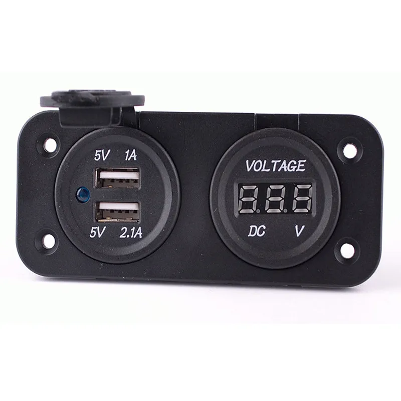 Digital Car Voltmeter Voltage Monitor With 3.1A Dual USB Charger Power