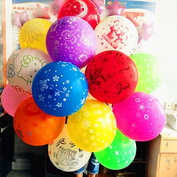 

100 pcs Big Latex balloon Helium Inflatable Romantic Round balloons Decahedron printed Wedding Birthday kid globos party balloon