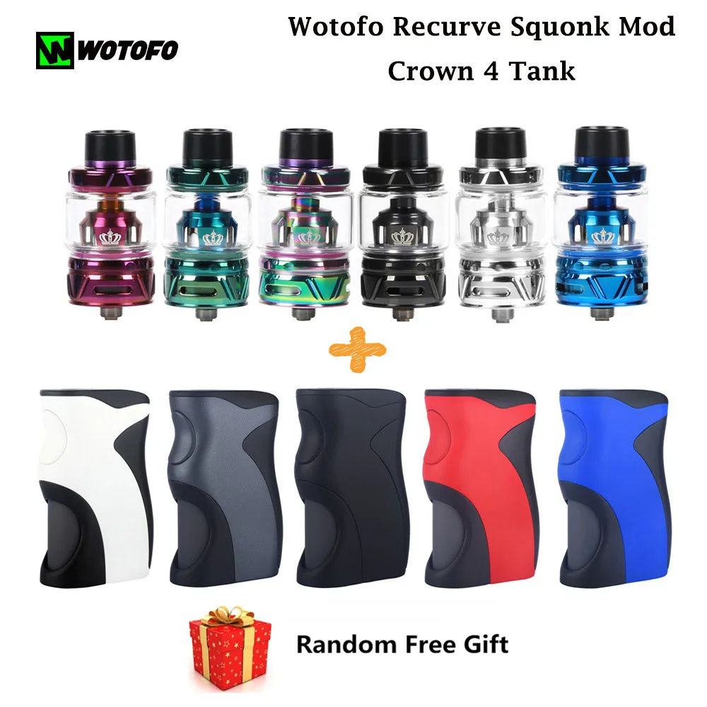 

Original Wotofo Recurve Squonk Mod With Crown 4 Tank Electronic Cigarette without 18650 20650 20700 6ML Atomizer Vape Tank Mod