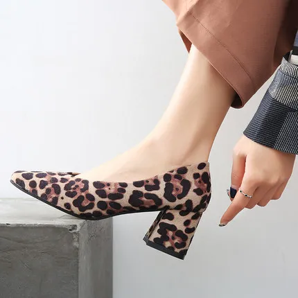 

Small fresh girl high heels female 2019 spring new Korean version of the wild pointed shallow mouth leopard single shoes -1