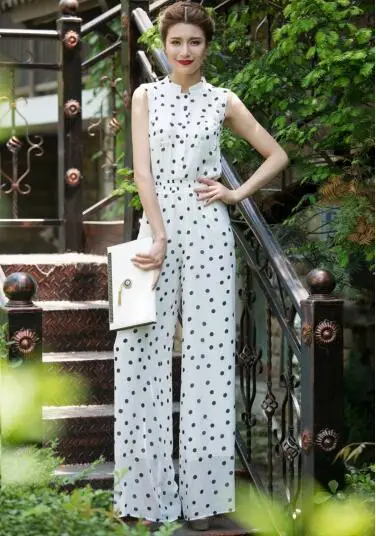 2017 Sexy Summer Jumpsuit Party Overalls Rompers Chiffon Elegant Green Full Length Bodysuit Plus Size S M L XL 2XL 3XL