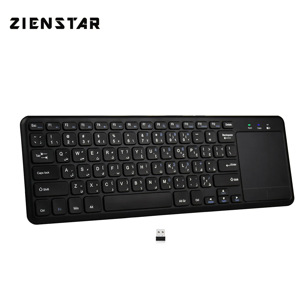 Zienstar арабский язык 2,4G Беспроводная клавиатура с тачпадом для Windows PC, ноутбука, Ios pad, Smart tv, HTPC IP tv, Android Box
