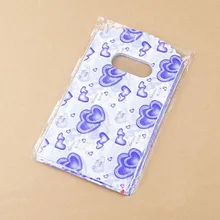 100 шт./лот милый Прекрасный Сердце печати Пластик подарок bagwholesale упаковки Сумки сумка-шоппер организаторы 14x9 см