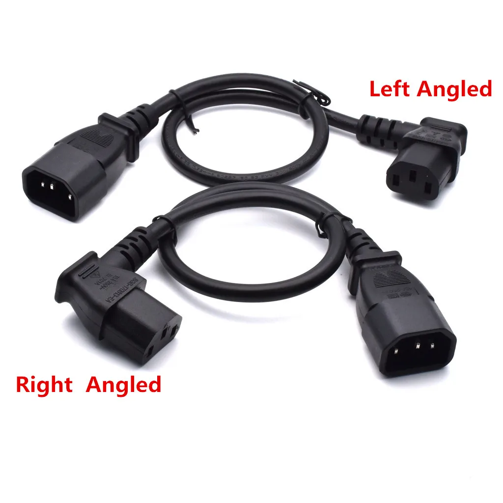 

30CM Right or Left Angled IEC 320 C13 to C14 Male to Female Power Adapter Extension cable for LCD LED Mount TV