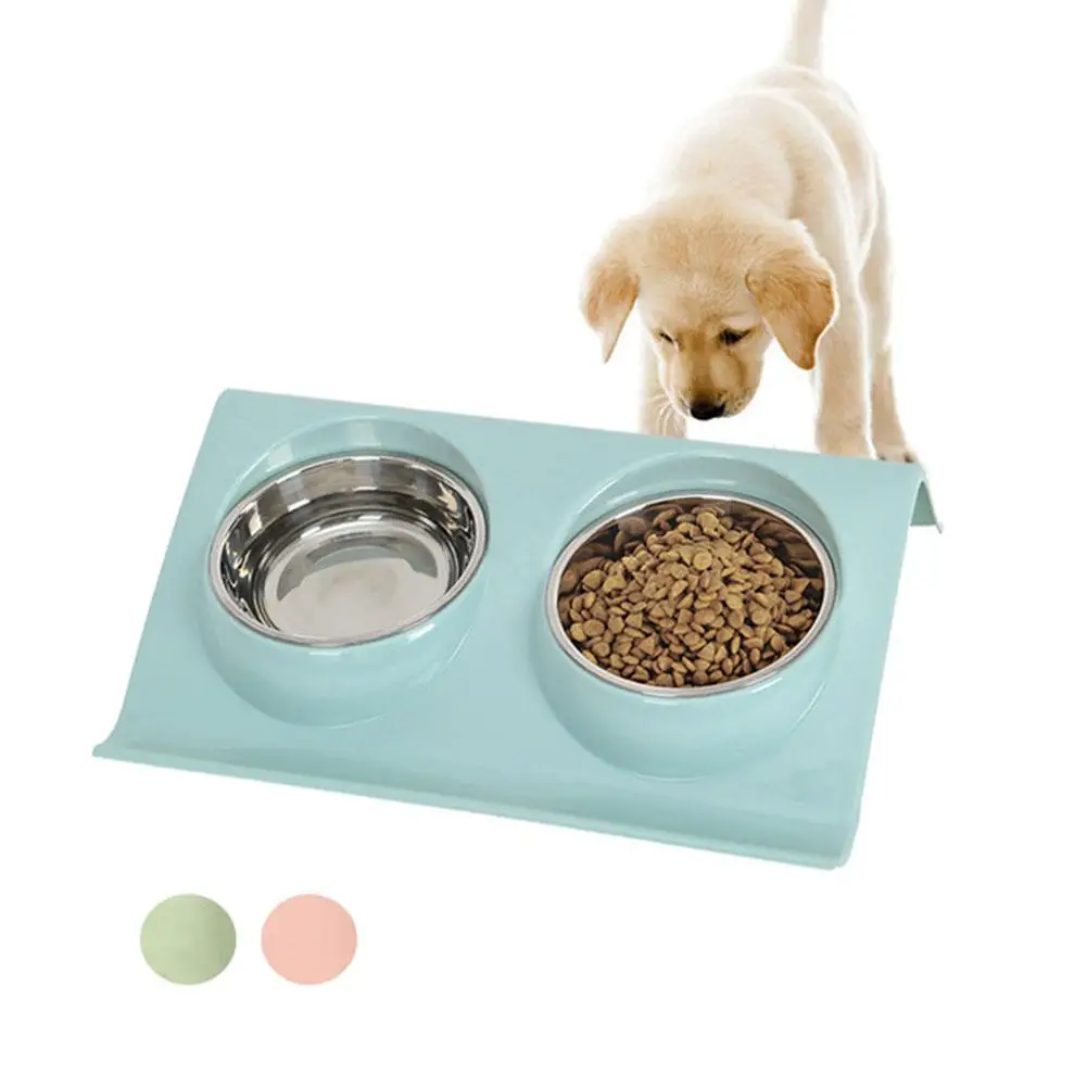 

Stainless Steel Double Pet Bowls Food Water Feeder for Dog Puppy Cats Pets Supplies Feeding Dishes