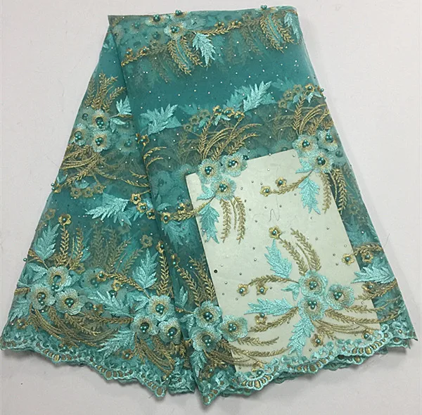 

Latest beaded Net French African Lace Fabric African Embroidered High Quality Tulle Lace Fabric For Wedding f16f031