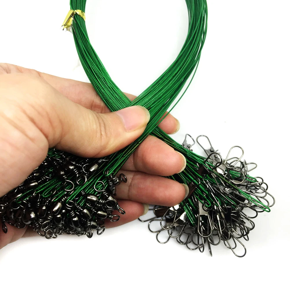 100PCS Fishing Lure Trace Wire Leaders Swivel Tackle Spinner Shark