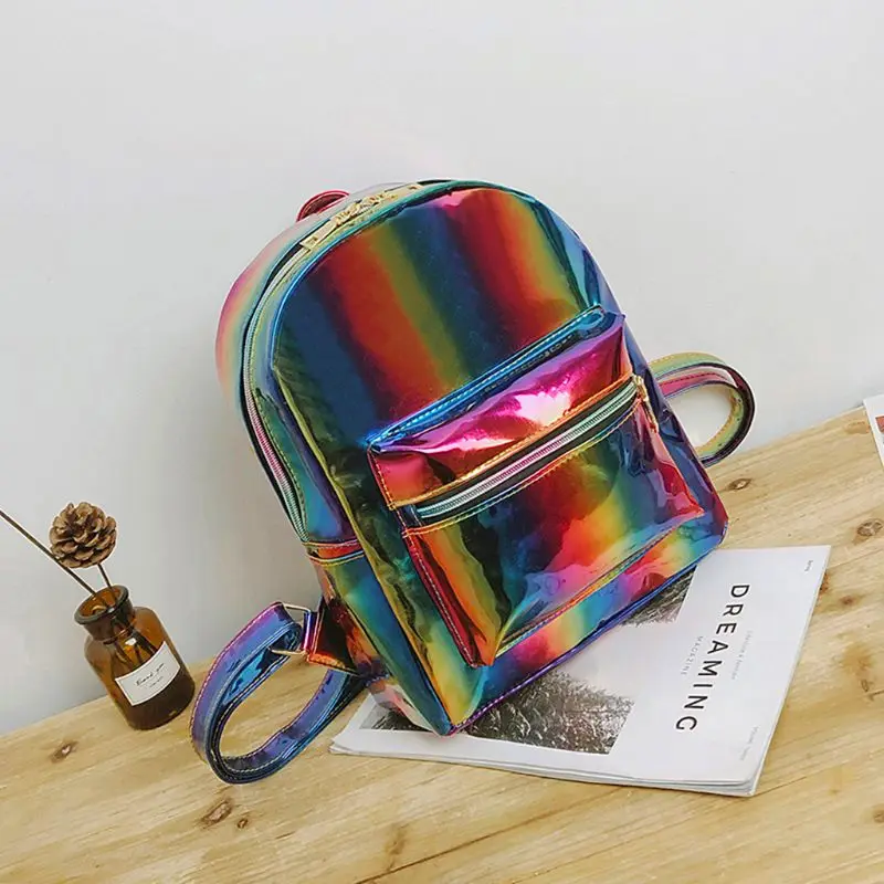 

Girl Holographic School Backpack Mini Small Women Backpack Shoulder Bag Female Rucksack Bagpack