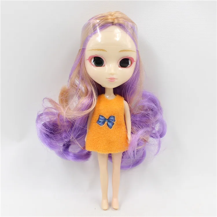 Мини blyth кукла 10 см DIY милые длинные волосы kawaii не закрывает глаза не может изменить цвет глаз - Цвет: A