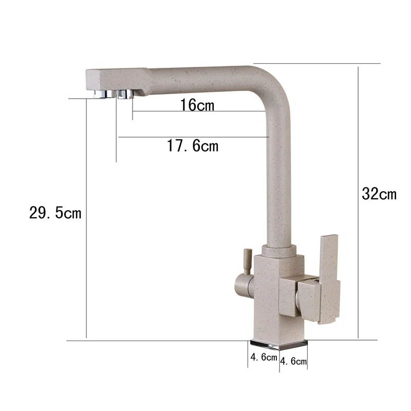 Роскошный двойной носик для ванной, кухни, кран для очистки питьевой воды, кран для чистой воды, двойная ручка, смеситель горячей и холодной воды, краны