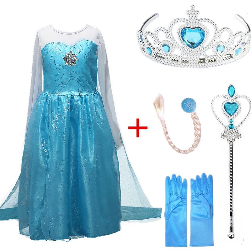Платья для девочек; платье Эльзы; Детские вечерние костюмы принцессы Эльзы; маскарадные платья Снежной Королевы для девочек; Одежда для девочек