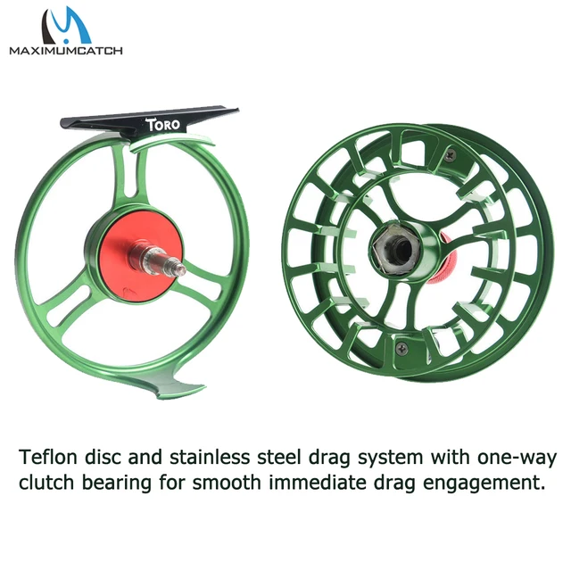 Maxcatch Toro Series Fly Fishing Reel with Large Arbor, CNC-Machined  Aluminum Alloy Body: 3/4, 5/6, 7/8 wt in Blue, Green, or Black