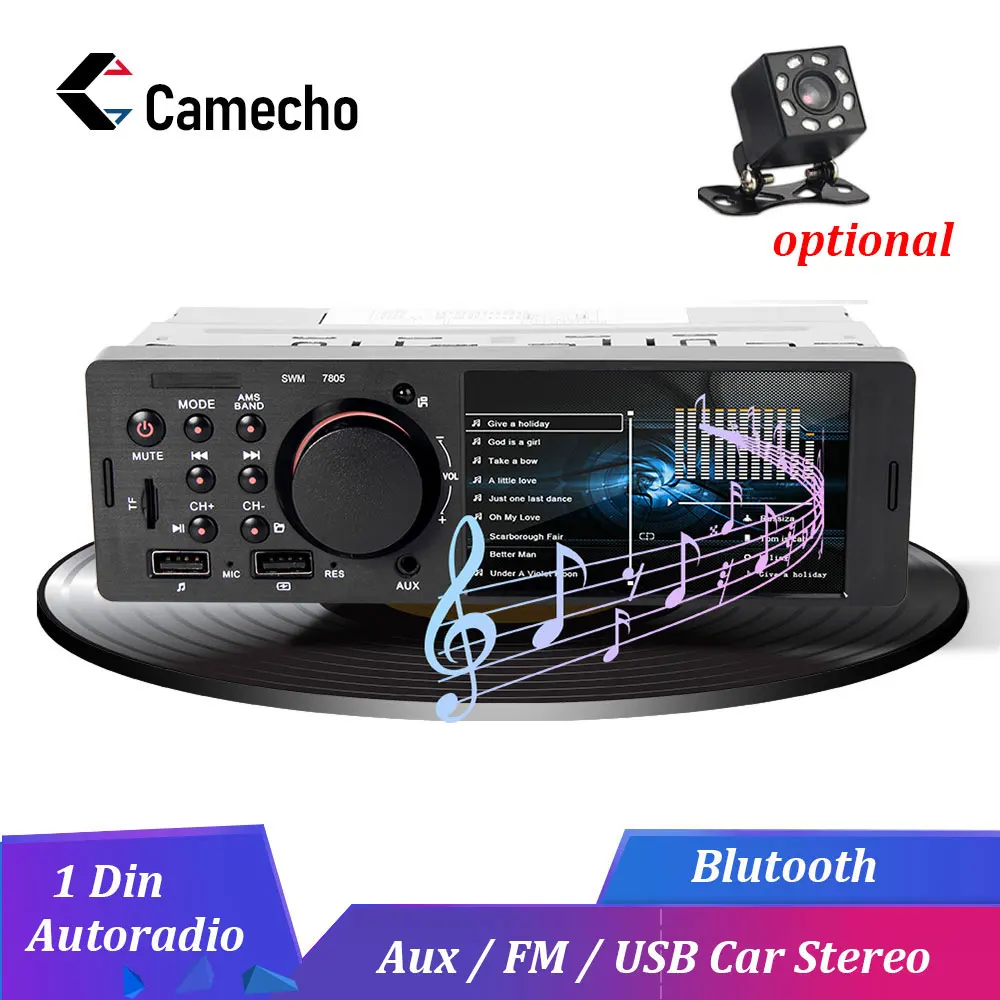 

Camecho 1 Din Car Radio FM Autoradio Bluetooth Multimedia MP3 MP5 Player 4.1" Inch Car Stereo 12V Auto Audio USB Remote Control