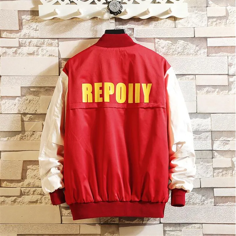 Spring 2019 large size mens jacket bomber jacket coat for men Hip Hop Streetwear Kanye West coat jacket Color matching sleeves Spring 2019 large size mens jacket bomber jacket coat for men Hip Hop Streetwear Kanye West coat jacket Color matching sleeves