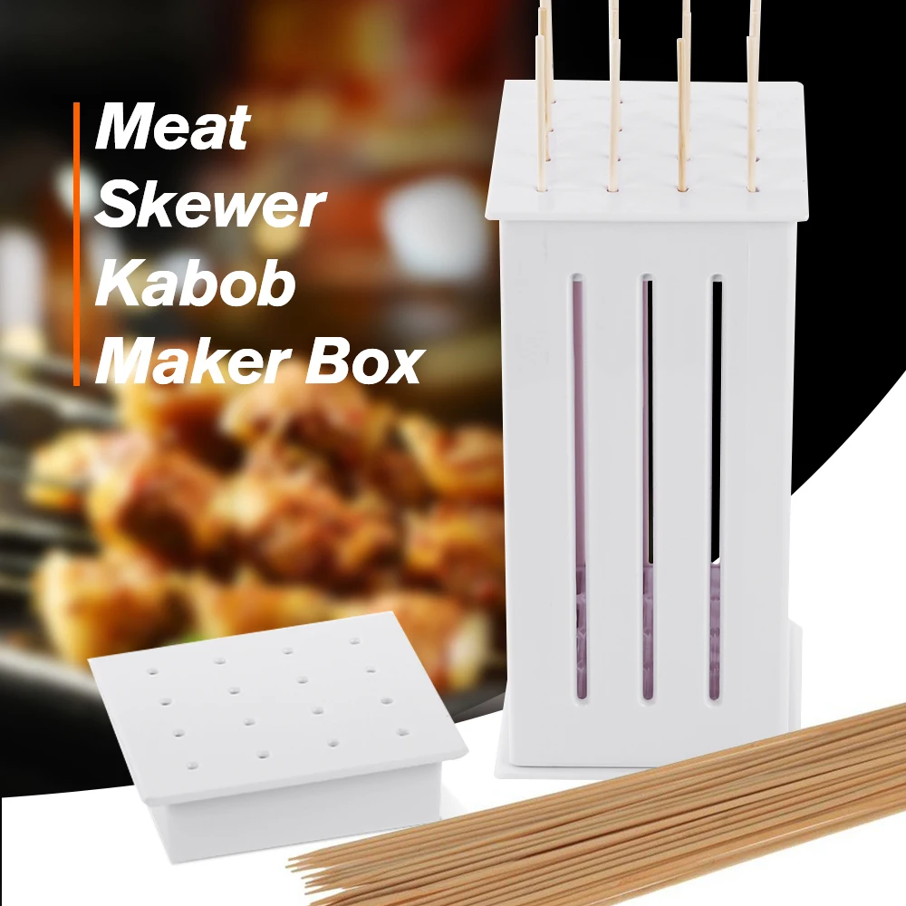 

16 Hole Meat Skewer Kabob Maker Box Multi-purpose Meat Grinders Non-toxic Barbecue Kebab Maker BBQ Grill Accessories Tools