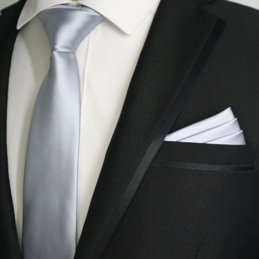 21 цвет 7 см обтягивающие мужские полиэфирные шелковые галстуки Карманный квадратный набор однотонный узкий галстук наборы с платком Мужская Свадебная деловая вечеринка - Цвет: SH03