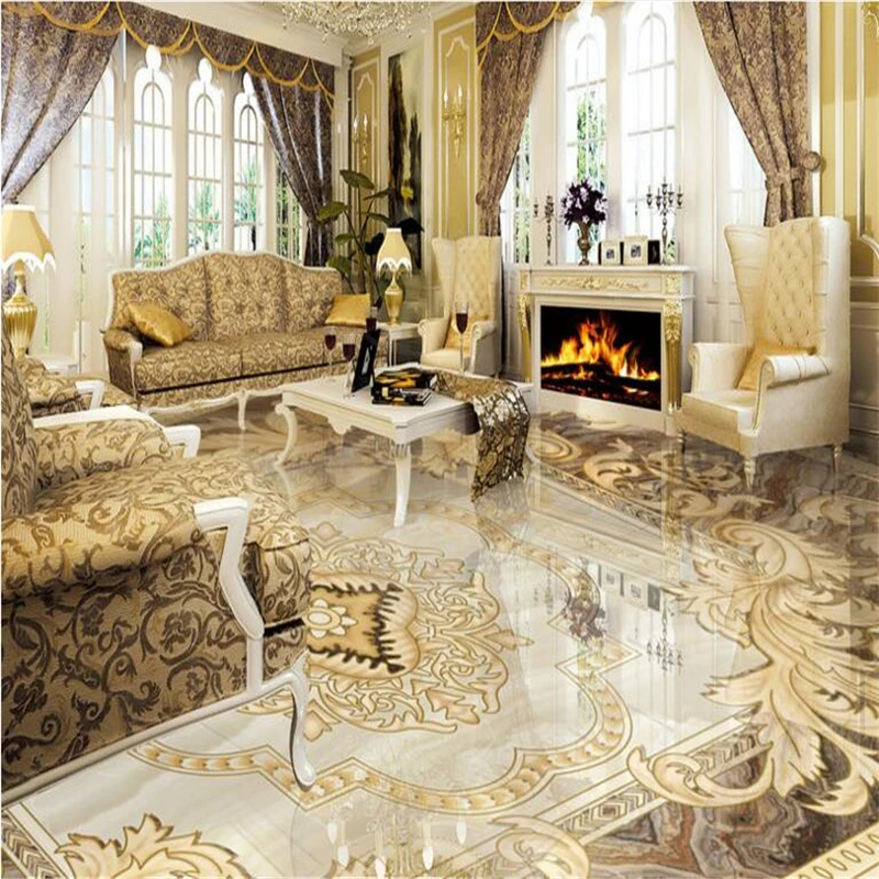 beibehang Customized non - woven waterproof wallpaper European - style
pattern stone parquet floor tiles decorative painting