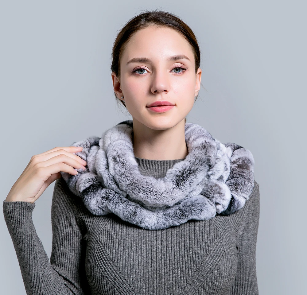 YC Fur кольцо шарф женский бренд дизайн настоящий мех кролика шарфы обертывания для женщин шеи теплый шарф женский