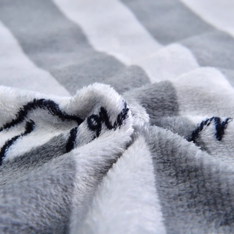 Серое черно-белое плотное постельное белье из флиса, комплект из двух предметов, Королевский размер для детей, для взрослых, зимнее теплое пуховое одеяло, Комплект постельного белья