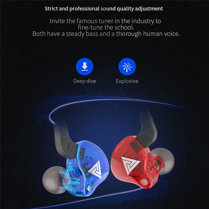 QKZ AK6 Universal 3.5mm Sports In-ear HiFi Sound Earphones for Phones Tablet