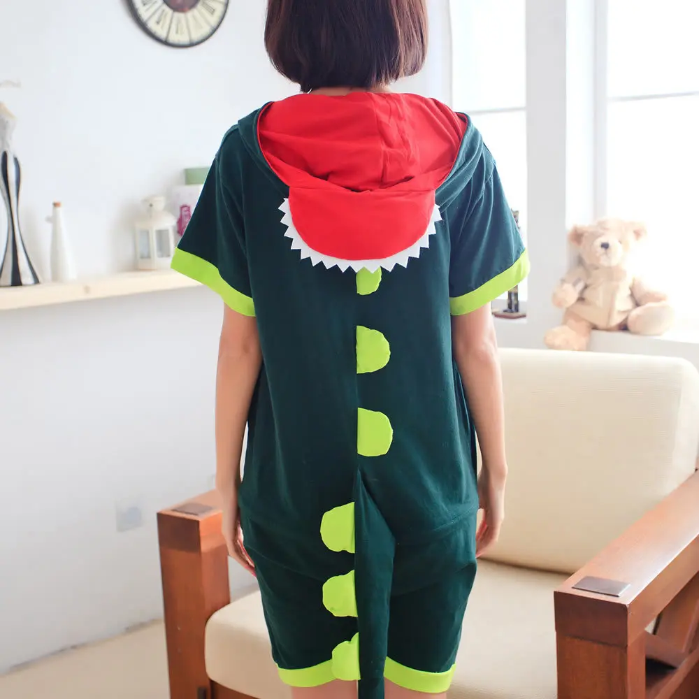 Кигуруми Onesie унисекс для взрослых женщин Динозавр зеленый пижамы костюм