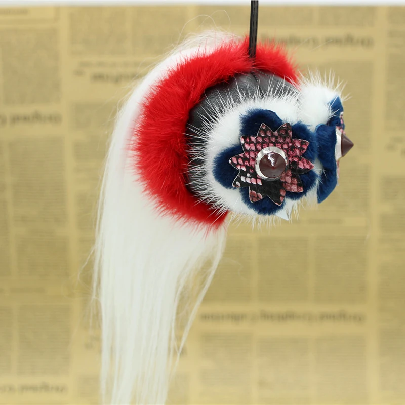 New Mink Fluffy Ball Keychain Cute Owl Zircon Golden fleece bag Key Chain Gloden Wool Car Key Ring Car Ornaments Bag Pendant