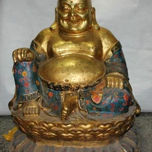 USPS в США S2251 3" Китайский Перегородчатой Эмали Бронзовый Буддизм Счастливый Смех Статуи Будды Майтреи