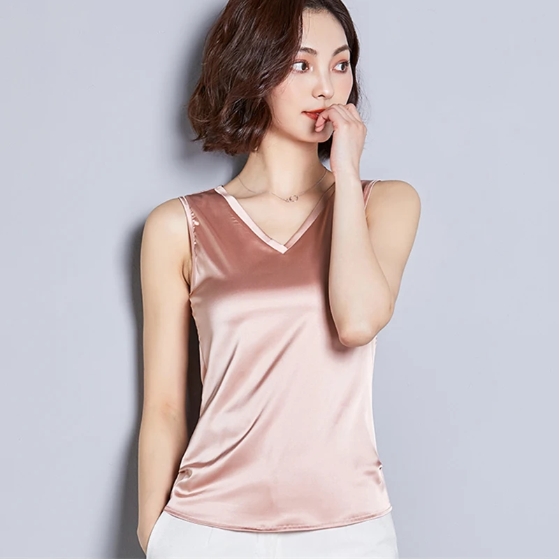 

Fashion Silk Tops Women Tank Tops Streetwear Satin Sexy Sleeveless Tank Top Plus Size XXXL Ladies Camisole Bottom Shirts