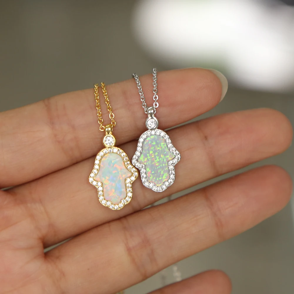 Высокое качество оптовая продажа с фабрики опаловые камни hamsa ручная подвеска из