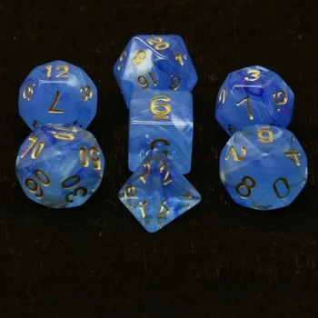 

Free shipping NEW High Quality 7pcs/set mixed two colors dice with special blue color for board game accessories