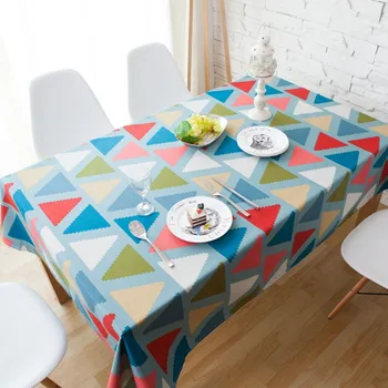 

Geometry Printing Simple Polyester Cotton Rectangle Tablecloths Washable Splashproof Table Decorative Covers for Everyday Use