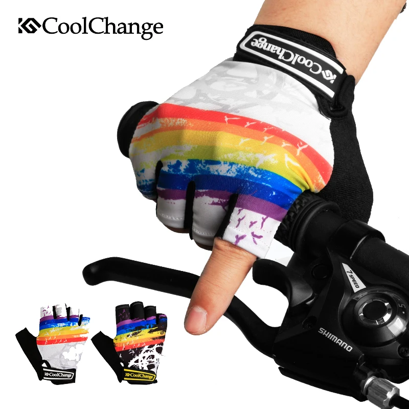 CoolChange bicicleta Guantes de dedo medio verano deportes bicicleta Guantes de esponja a prueba de golpes a prueba transpirable MTB bicicleta Guantes de Ciclismo