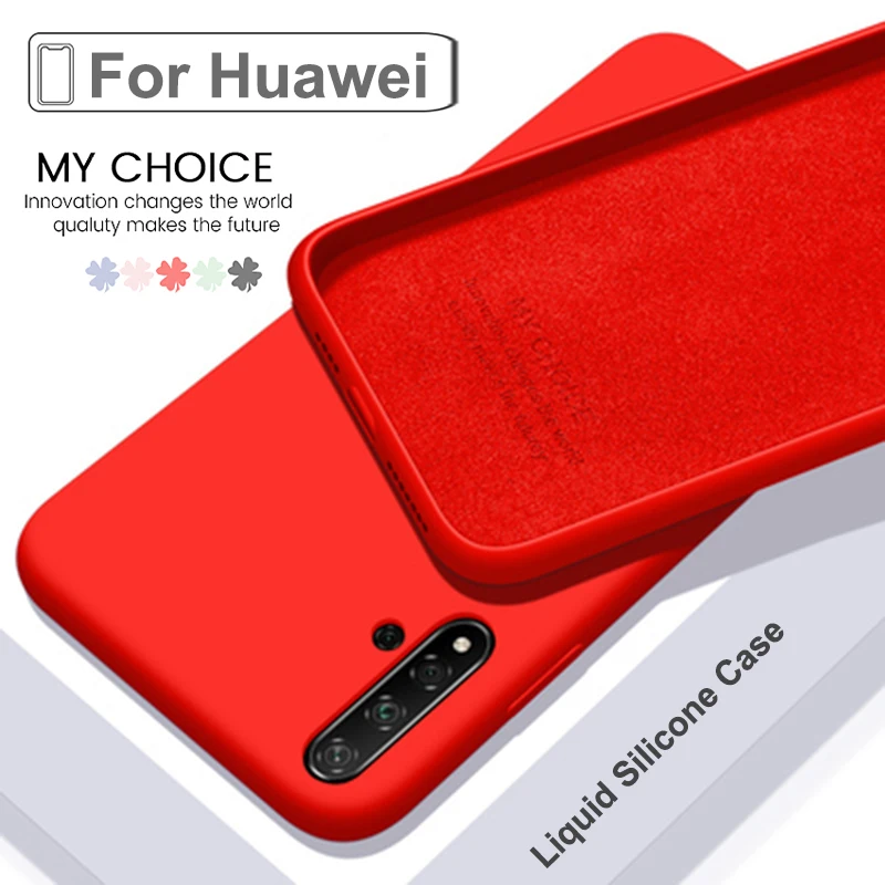 

For Honor 8X Case Liquid Silicone Soft Cover For Huawei P20 Lite Phone Cases 9 View 20 20i P30 Pro Light Mate 10 P10 Plus Coque