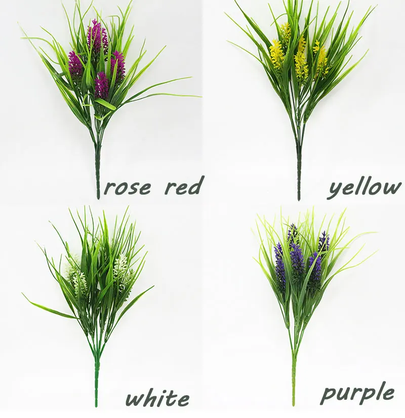 Flone 7 Branch Romantic Provence Lavender Plastic Flower Artificial Flowers Grain Wedding Home Home Decorative Simulation Flower (45)