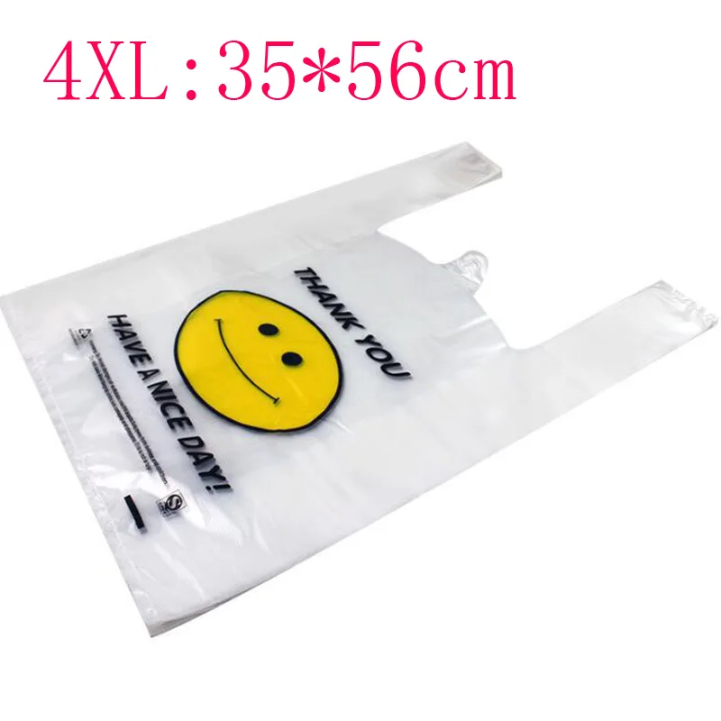 100 шт/партия прозрачный smiley пластиковый пакет для покупок - Цвет: 4XL